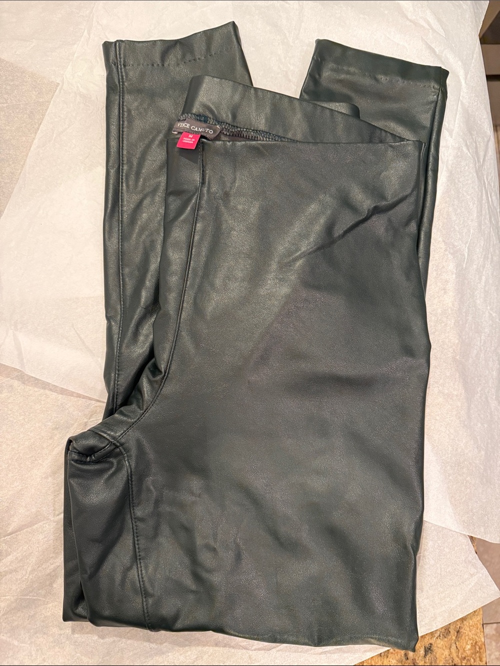 Vince Camuto Dark Green Faux Leather Pants